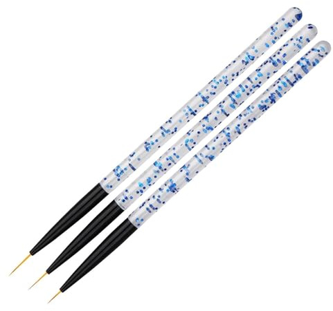 3Pcs Blue Nail Art Liner Brushes, Nail Art Brushes, Nail Art Supplies UV Gel Painting Acrylic Nail Art Brushes for Valentine's Day/Mother's Day/Wedding/Party/Graduation/Christmas/Birthday Gifts