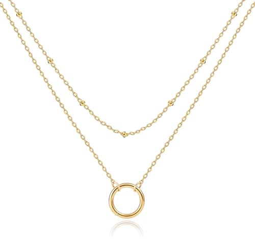 Kenivira Gold Kette für Damen Layering 18k Gold Anhänger Halskette Zierliche Stapelbare Halsketten Set Verstellbare Halskette Set Schmuck Geschenke für Damen