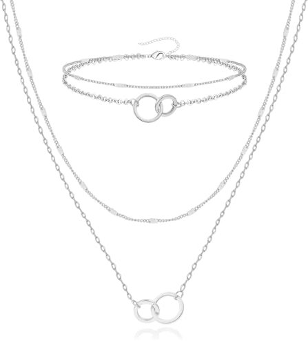 Kenivira Schmucksets für Damen,Silber Schmuck Set,Silber Anhänger Halskette Silber Armband Set für Damen,Schmucksets Geschenke für Damen