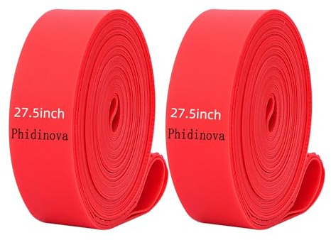 Phidinova Bike Rim Tape for Tire Inner Tube Protection Pad TPU Anti Puncture Rim Bike Liner Multiple Sizes for 24'' to 29'' and 700C Wheels (Red 27.5 inches 2 PCS)