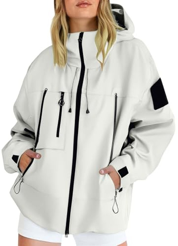BUKKNYE Women Mens Windbreaker Jacket Waterproof Lightweight Durable Hooded Rain Coats Plus Size Multi Pockts Zipper Windproof Weather Protection Safety Jackets for Camping Hiking Walking Workout