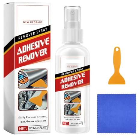 Sticker Glue Remover, Surface-Safe Glue Remover with Plastic Scraper, Sticker Remover for Easy Removal of Stickers, Labels, Decals, Tape Residue, Gum, Tar, Grease, Adhesive Remover for Cars