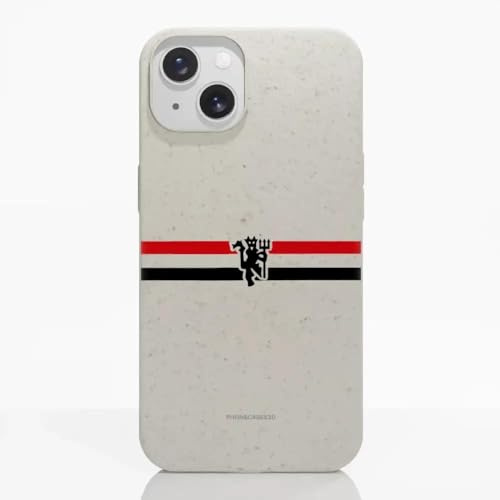 Phone Case for iPhone 13 Official Manchester United FC White | PHONECASES3D-Ergonomic Design-Officially Licensed-Diagonal Stripes & Devil Design-Soft Touch & Durable Protection