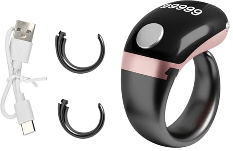KEWAYO Tasbih Zikr Smart Ring 18-22mm Einstellbarer Gebetszähler Roségold | 3 Größen , Wasserdicht, 4-Stellen Digital, Gebets-Erinnerung für Muslime , 3 Farben