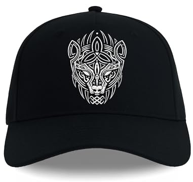 tshirtladen Bestickte Baseball Cap für Wikinger Celtic Tribal Bär Keltisch Nordisch Krafttier Natur Mythologie keltischer Bärenkopf weiße Stickerei Klettverschluss verstellbar 53-61 cm