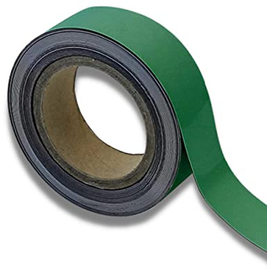 Magnetic Steel Easy-Wipe Tape, Thin & Flexible, Cut to Fit Strip, Magnetic, High Visible Identification. Suitable For All Non-Magnetic Surfaces (Green 40mm x 10m)