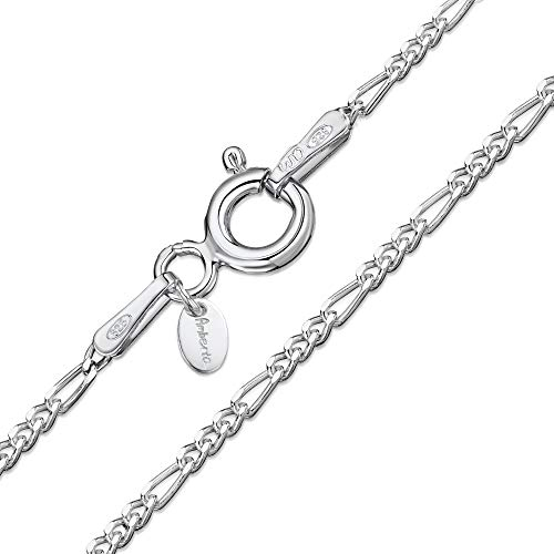 Amberta® Bijoux - Collier - Chaîne Argent 925/1000 - Maille Figaro (3 en 1) - Largeur 1.5 mm - Longueur 40 45 50 55 60 cm (45cm)