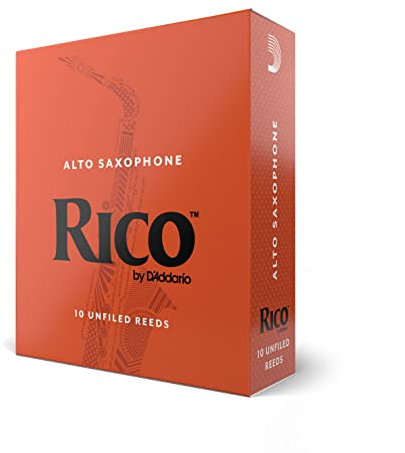 Rico by D'Addario Saxophon Blätter | Hochpräzise gefertigt | Alt Saxophon Blätter 4 Stärke | 10er-Packung | Warmer voller Ton | Angenehmes Spielgefühl