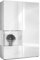 Vladon Vitrine Armoire Morena, Corps en Blanc Mat/Porte Droite et Insert en Blanc Haute Brillance