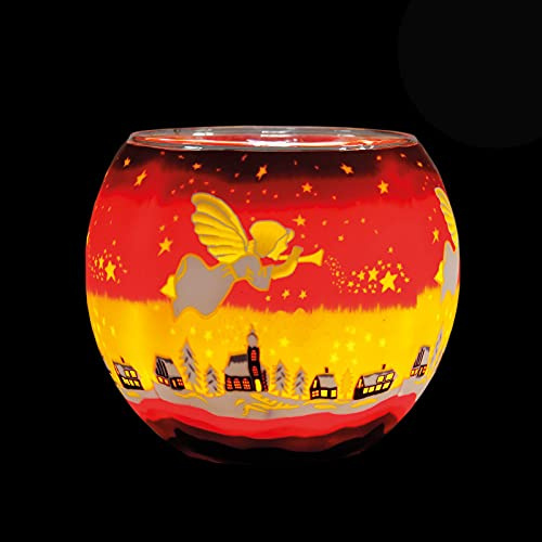 Teelichthalter Leuchtglas Rund Kerzenhalter Glas Teelicht Votivglas (Angel 21830)