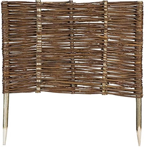 Mcsammler Weide Beeteinfassung in 16 Größen Weidenzaun Rasenkante Beetbegrenzung Steckzaun imprägniert mit Buchepflöcken für leichtes Einsetzen Palisade Länge: 60 cm Höhe: 40 cm