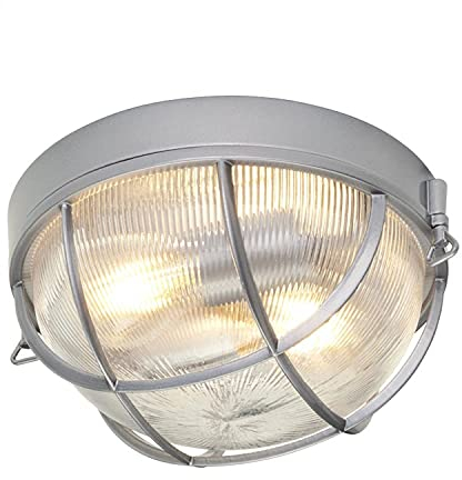 Licht-Erlebnisse Graue Deckenleuchte rund IP44 Maritimes Design stilvoll EVAN Außenleuchte Eingangstür Garten Terrasse