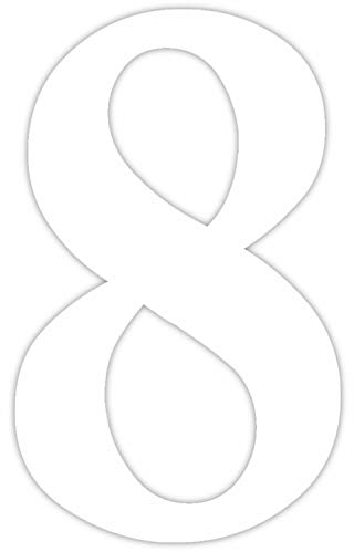 Zahlen-Aufkleber Nr. 8 in weiß I Höhe 20 cm I selbstklebende Haus-Nummer, Ziffer zum Aufkleben für Außen, Briefkasten, Tür I wetterfest I kfz_464_8