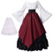 BPURB Damen Mittelalter Kleidung Renaissance Kostüm Kleid Trompete Ärmel Viktorianische Kleider (Hemd und Rock mit Petticoat) (Schwarz/Rot, L)