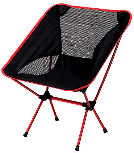 Campingstuhl Falt Anglerstuhl Klappstuhl Leicht und klappbar Die höchste Belastung beträgt 220lb, zusammenklappbar, mit Tragetasche für Wandern, Strand, Angeln, Outdoor-Aktivitäten rot Einheitsgröße