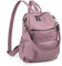 UTO Travel Backpack Women Mother Mum Laptop Rucksack School Bag for Teenage Girls Multi Zipper Pocket with Detachable Pouch PU Leather Pale Mauve