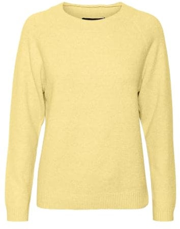 VERO MODA Damen Vmdoffy O-Hals Blouse Ga Noos Pullover Sweater, Lemon Meringue/Detail:Melange, S EU