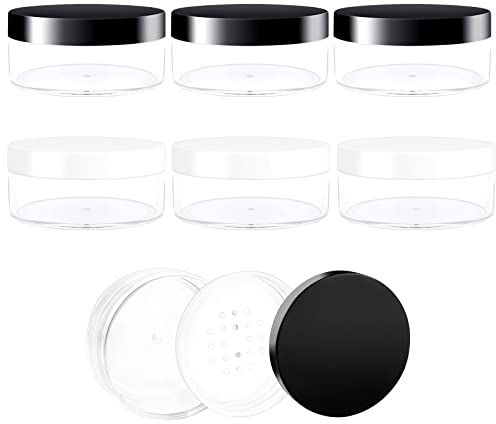50g Kunststoff Leere Puderdose 6 Stück Transparente Puderdose mit Abnehmbarem Siebdeckel Kunststoff Kosmetikbehälter Große Kunststoff Döschen Make Up Reisebehälter Dose für Lose Pulver Creme Kosmetik