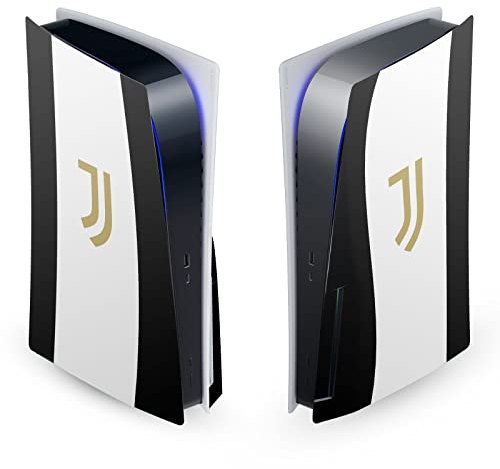 Head Case Designs Offizielle Juventus Football Club Schwarze Streifen Kunst Matte Vinyl Frontplatte Haut Gaming Aufkleber Abziehbild kompatibel mit Sony Playstation 5 PS5 Disc Edition Console
