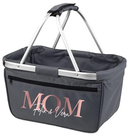 personalisierter Einkaufskorb für Mama mit Kindernamen Schrift in Schrift, Geschenk Oma, Geschenk Muttertag, faltbar, Muttertagsgeschenk