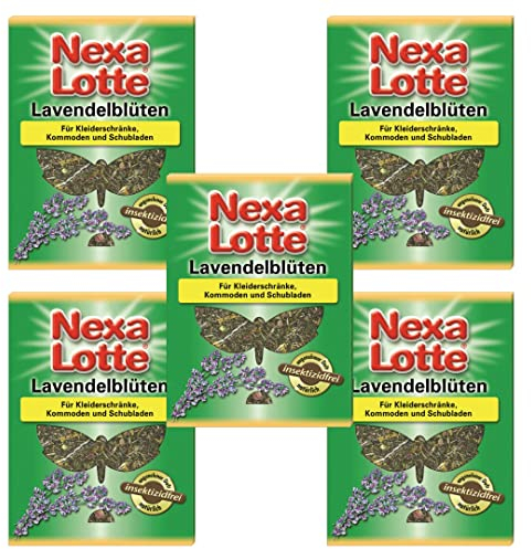 TMPpro Nexa Lotte Lavendelblüten für Kleiderschränke, natürlicher Schutz vor Insekten ohne Insektizide, Düfte gegen Ungeziefer, Marktführer für den Privaten Haushalt, Inhalt 5 Beutel auch zum Hängen