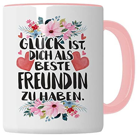 La mejor amiga taza de café para amigas, regalo para mujeres, regalo para amigos, para siempre, amistad, felicidad, como mejor amiga para tener un mensaje (blanco/rosa)