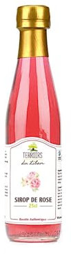 Sirop de Rose libanais Authentique- 100% Artisanale- Sans Colorant ni Conservateur- Idéal pour Boissons, Desserts & Cocktails- Certifié Commerce Equitable- 2 x 25cl- Terroirs du Liban