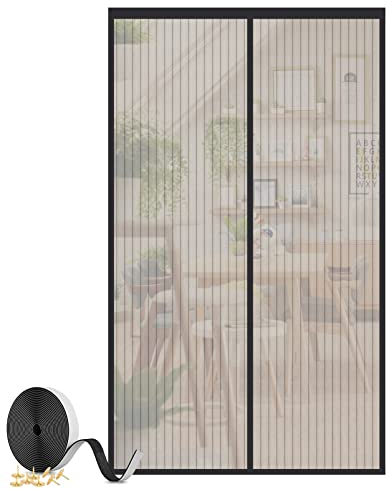 Magnet Fliegengitter Tür, Insektenschutz Balkontür 90x210cm, Kinderleichte Klebemontage Ohne Bohren, Vorhang für Balkontür Wohnzimmer Schiebetür Terrassentür