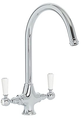Milano Elizabeth Lever Handle Kitchen Sink Mixer Tap Swivel Spout - Chrome White