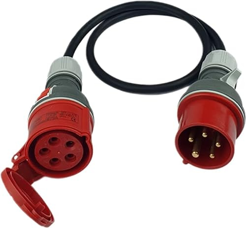 RoadEu Adapter CEE 16A auf 32A - Starkstromadapter 16A männlich auf 32A weiblich - Starkstromkabel Gummi 5x2 5mm 0,5 Meter - CEE Verlängerungskabel 0,5m