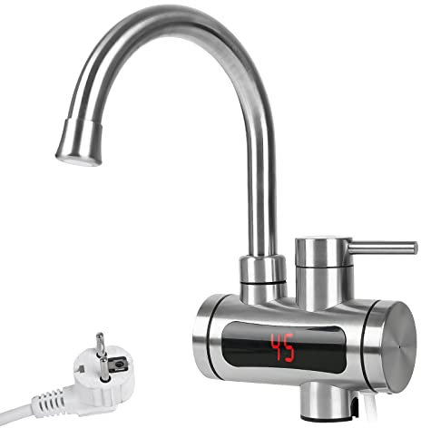 Elektronischer Durchlauferhitzer, 360° Bad Wasserhahn Durchlauferhitzer, 3300W Mehrfache Sicherheitsmaßnahmen Durchlauferhitzer, IPX4 Mini Durchlauferhitzer Für Home Küche Waschen (A)