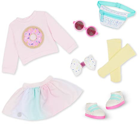 Glitter Girls - Sweet Sprinkles - Glitter Girls - Outfit für 36 cm-Puppen - Bunte Puppenkleidung & Sonnenbrille - Rosa Pullover, Rock, Gürteltasche & mehr - Spielzeug für Kinder ab 3 Jahren