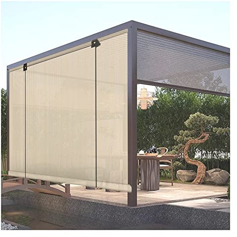 pujindu Verdunkelungsvorhänge Für Draußen, Sonnensegel, UV-Schutz Pull Shade Privacy Screen, Rollo-Jalousie Mit Klebehaken, (Farbe : Beige, Größe : 0.6x3m)
