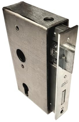 Generisch Einsteckschloss verzinkt mit Schlosskasten | Stahl roh | 172mm x 40mm x 94mm | Dornmaß 60mm | Schloss mit Einschweißkasten (Schloss + Kasten 40 D 60)