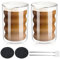 GARPROVM Latte Macchiato Gläser, 350ml Kaffeegläser Doppelwandig 2er Set, Spiralförmig Thermoglas Espressotassen Kaffeebecher Trinkgläser Capuccino-Tassen Eisbecher, 2 Löffel + 2 Untersetzer