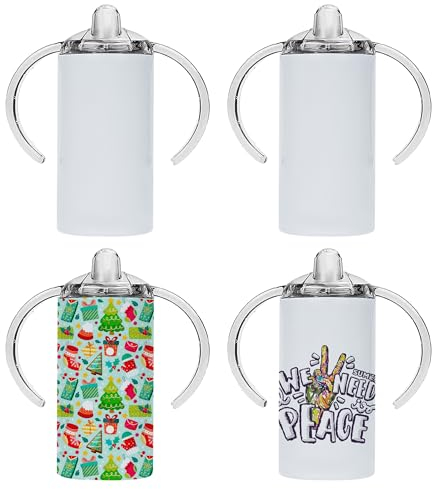Sumex Sublimation Blanks Stainless Steel Sippy Cup,4PCS 12OZ Sublimation Tumblers for Tumbler Press
