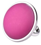 Adi-Modeschmuck Polaris Ring 'Rosanna', in der Größe verstellbarer Ring aus Edelstahl mit einem 25mm Polaris Cabochon, handgefertigt in Berlin (Fuchsia)