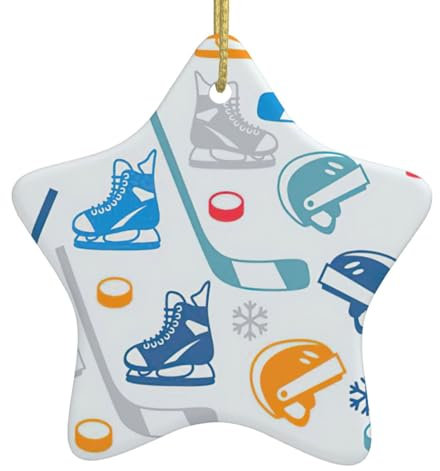 Hockey-Elemente, kreativer gemusterter Druck, Weihnachtsdekoration, Sternform, Baum, hängend, Andenken, Weihnachtsdekoration, Austausch-Souvenir