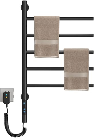 ZOYI Scaldasalviette elettrico, 180 rotazioni, scaldasalviette elettrico, 220 V, 85 W, nero