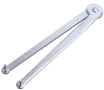 QCVENL 1 PCS Spanner Wrench Universal Adjustable Angle Grinder Wrench Pin Spanner Wrench Locknut Wrench for Backing Pads on Angle Grinder and Round Nuts with Drilled Holes(4mm), Silver