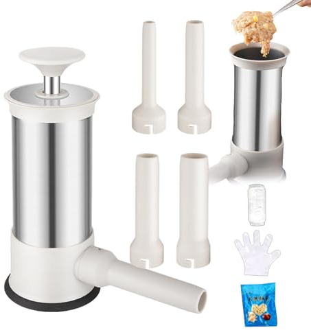 PHASZ Embutidora de Carne para Salchichas,Embutidora Manual de Salchichas,Máquina para fabricar Salchichas de Calidad alimentaria con 4 Tubos de Relleno - Máquina para Hacer Salchichas Manual de 2,2