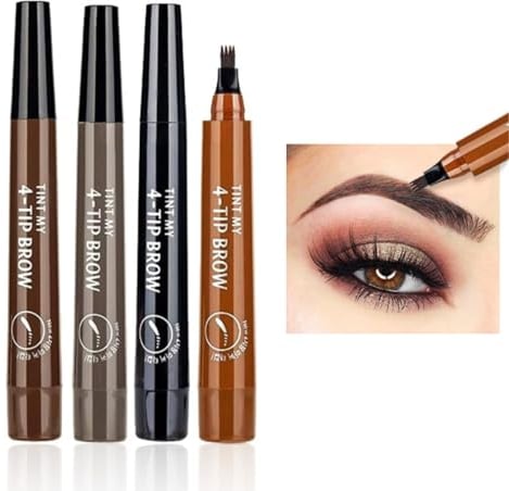 Ninnyi 4PCS Waterproof Microblading Eyebrow Pen 4 Fork Tip Pencil, Creates Lasting MakeUp, Cover Sparse Areas