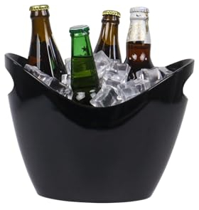 Drink Bucket for Party,Plastic Ice Bucket Wine Cooler Bucket with Handle Champagne Ice Bucket for Parties Home Bar Picnic Cooling Beer Drink-Black-3L