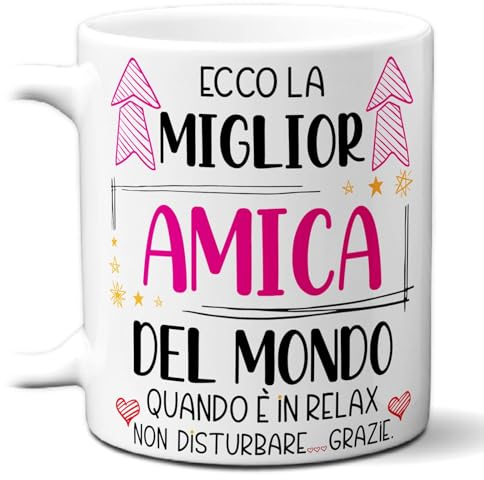 STAMPATEK Tazza Regalo Miglior Amica, Tazza Amicizia, Idea Regalo compleanno donna, Tazza Miglior Amica del Mondo in Relax - MUG169
