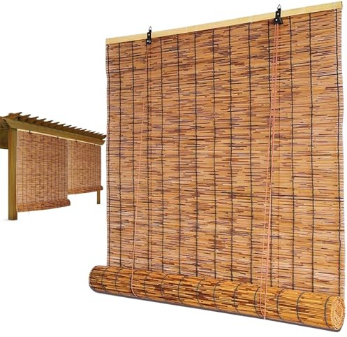Natur Bambusrollo Aussenbereich Wetterfest Bambus Rollo Schilf Vorhang, Anti-UV, Sonnenschutz Sichtschutz, 50 70 80 90 110 140 150 160cm Breit (Size : W50xH150CM)