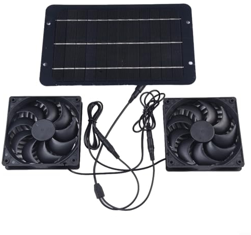 EpheyFIF Solar Ventilator, 12V 10W Solarpanel Ventilator, mit Doppelventilator für kleine Hühnerställe, Gewächshäuser, Schuppen, Haustierhäuser, Fensterauspuff