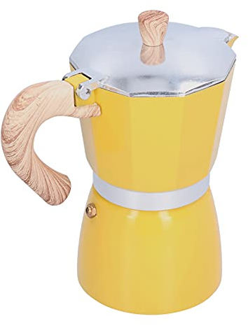 300ML Coffee Pot Moka Maker Aluminum Alloy Coffee Kettle Gas Stove Electrothermal Furnace Home Supplies Yellow