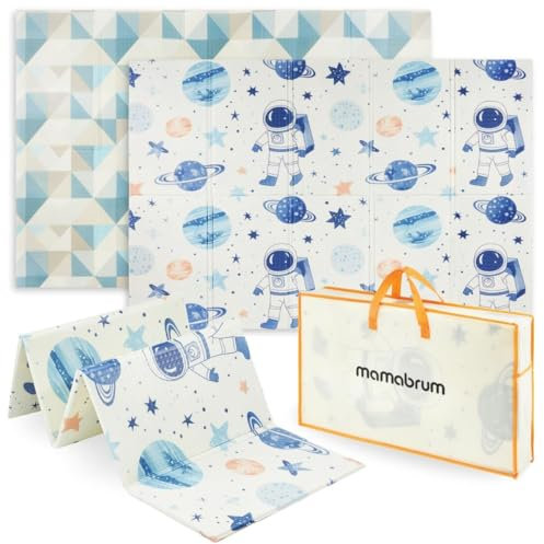 Mamabrum XXL Spielmatte Baby Faltbar - Doppelseitige Krabbelmatte Baby aus XPE-Schaumstoff, Wasserabweisend, Weich - 180 x 120 x 1 cm Kindermatte mit Tragetasche