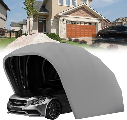 yjnhxns Abri de Voiture Robuste, auvent de Voiture rétractable Pliable, abri de Voiture en Acier Inoxydable, abri de Garage pour Voiture, Garage Portable, pour Voiture, L 5,5 m x l 2,5 m x H 2,3 m