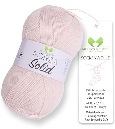 MeriWoolArt® Sockenwolle 4-fädig – 100g Merino Wolle Garn zum Stricken & Häkeln, 75% Schurwolle (superwash), 25% Polyamid, 420m – Ideal für Socken für Herren und Damen, Pullover & Cardigans 4633